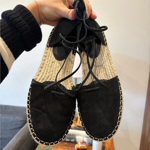 Eileen Fisher Black Lace-Up Espadrilles